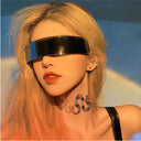 Futuristic Cyberpunk Wrap Around Sunglasses Silver Lenses