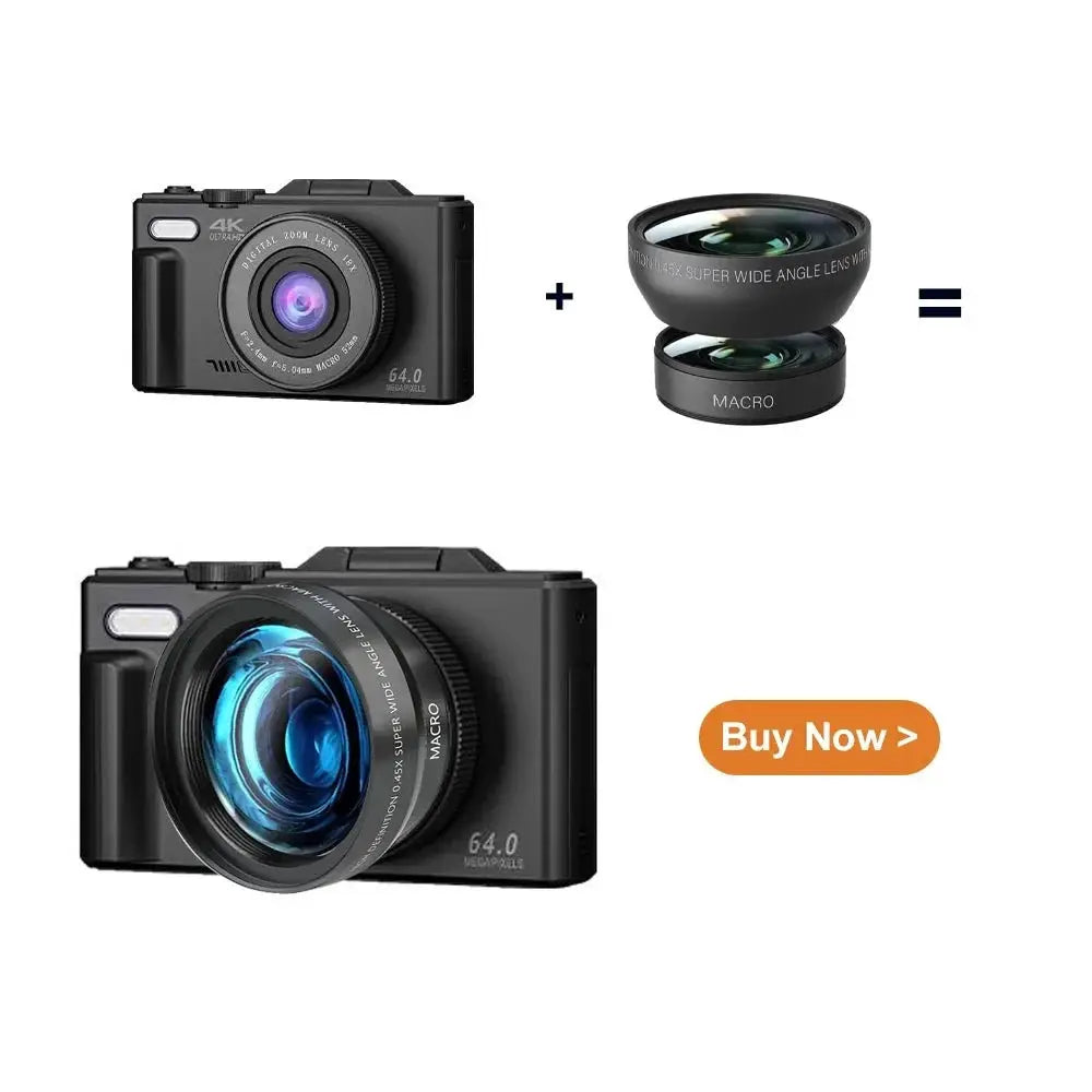 Compact 4K Digital Camera With 18X Zoom 180 Degree Flip Screen WiFi Vlog Cam - stepyours.com