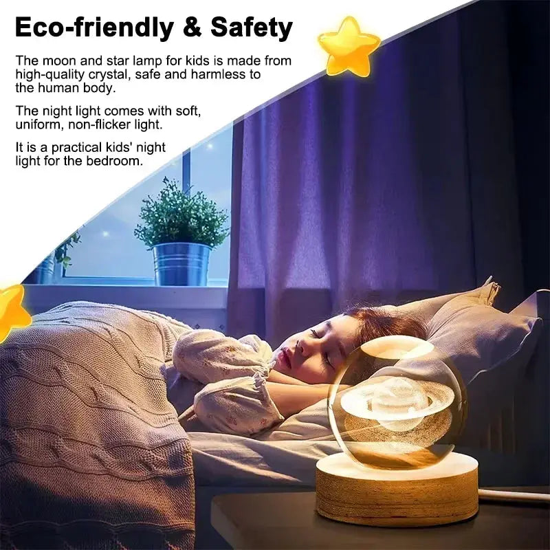 Milky Way Galaxy Crystal Ball Night Light 6cm LED Decor