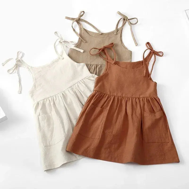 Cotton Summer Dress With Pockets A Line For Girls Cute Style