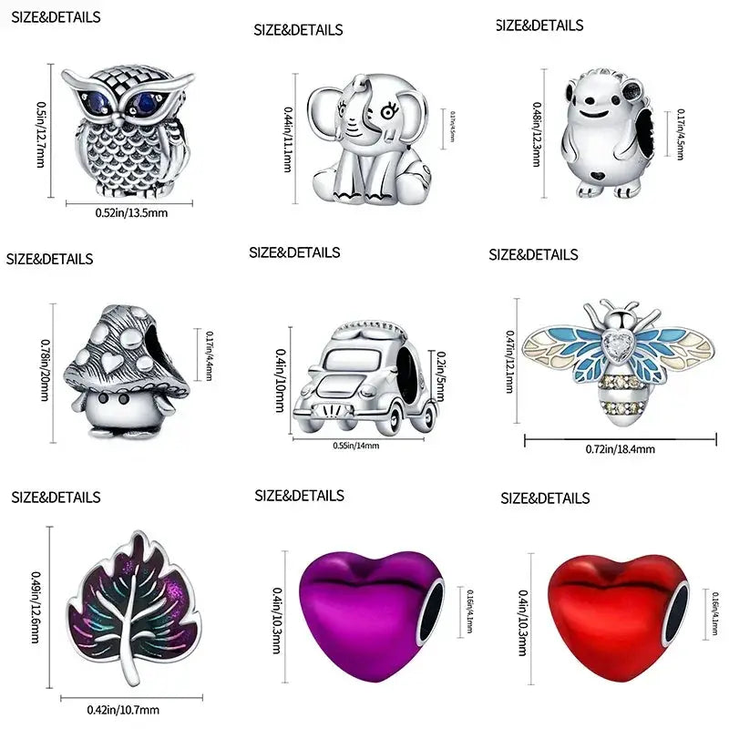 Hot Sale Pandora 925 Owl Charm Blue Zircon And Red Heart