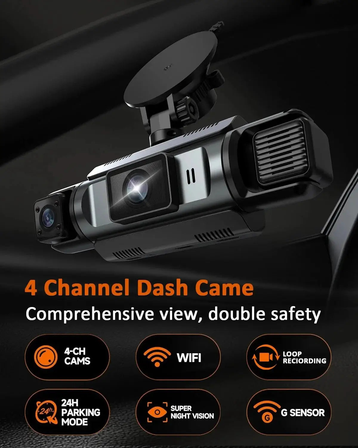Dashcam Night Vision All Angle Channel WiFi Safety — product view 9