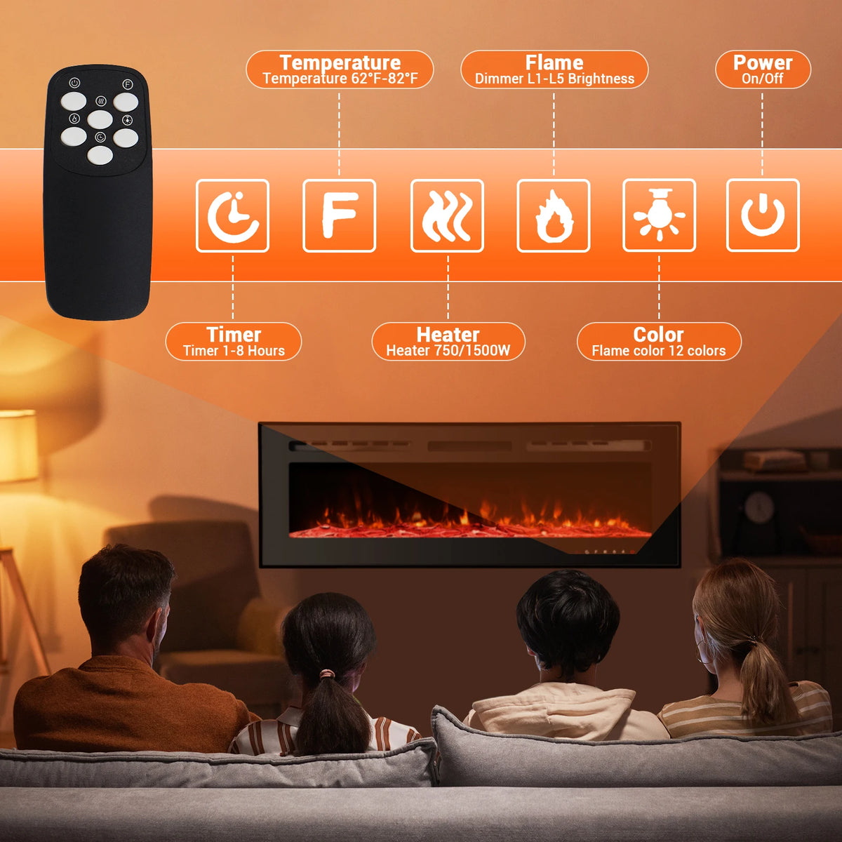 Slim Adjustable Fireplace