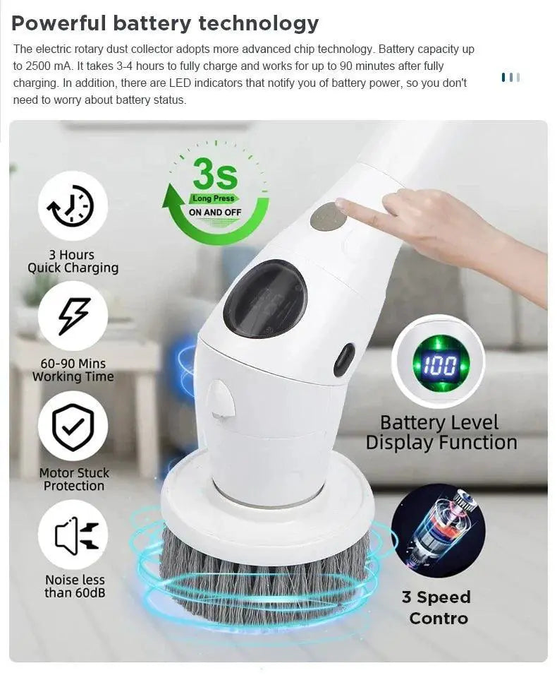 Electric Spin Cleaning Brush With LED Night Light Cordless