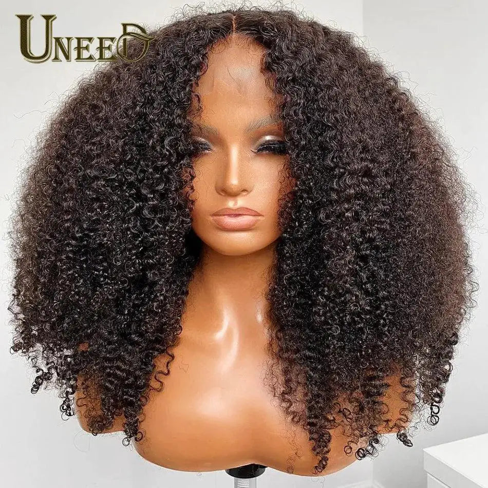Mongolian Kinky Curly Lace Front Wig 180 Density For Women