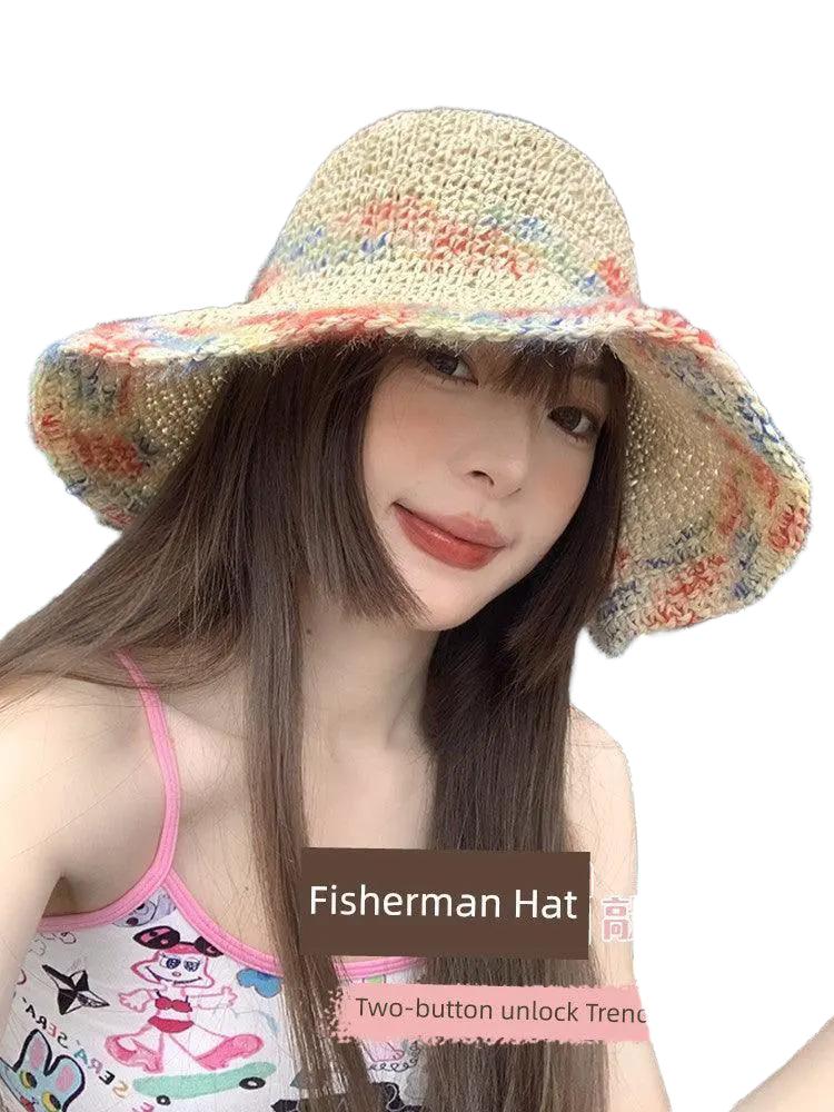 UV Protection Straw Hat for Women Beach — M(56-58cm)