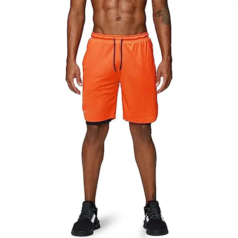 Men's 2 In 1 Running Shorts Quick Dry Gym Sportswear