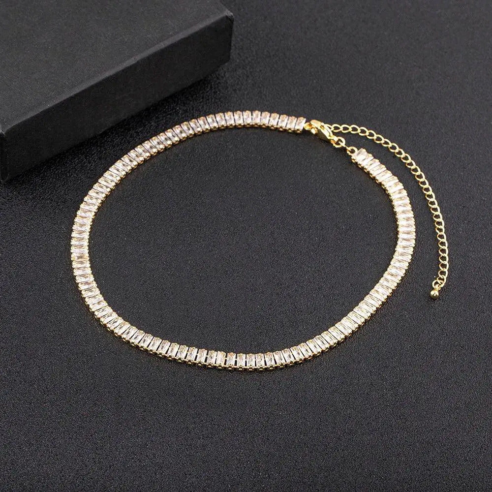 Nidin Classic Colorful Tennis Necklace Unisex Jewelry