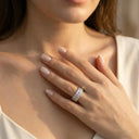 Moissanite Ring in Sterling Silver Double KPBGE