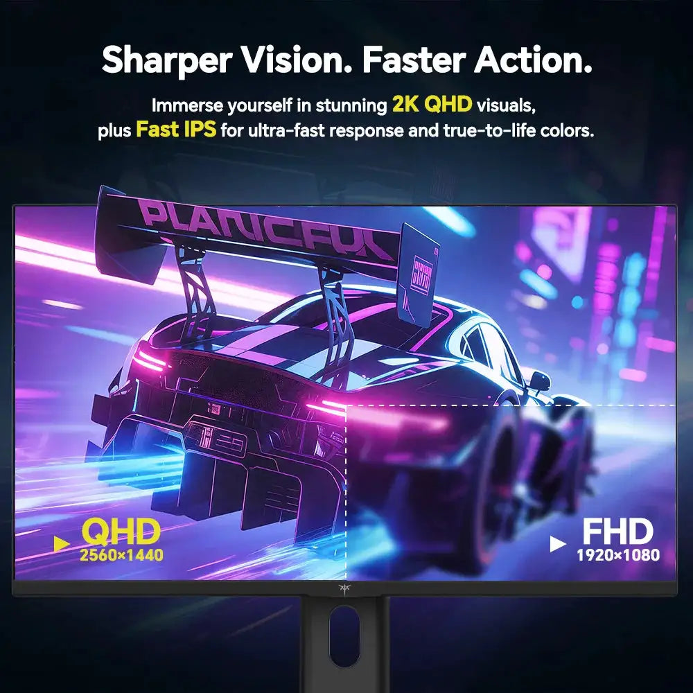 KTC H24T7 23.8' QHD Fast IPS Gaming Monitor Features 185Hz OC Refresh Rate, 1ms MPRT, HDR400, 400 Nits Brightness, Supports FreeSync & G-Sync Compatible, Low Blue Light, Height Adjustment, Pivot, VESA Mount, HDMI 2.0 and DP 1