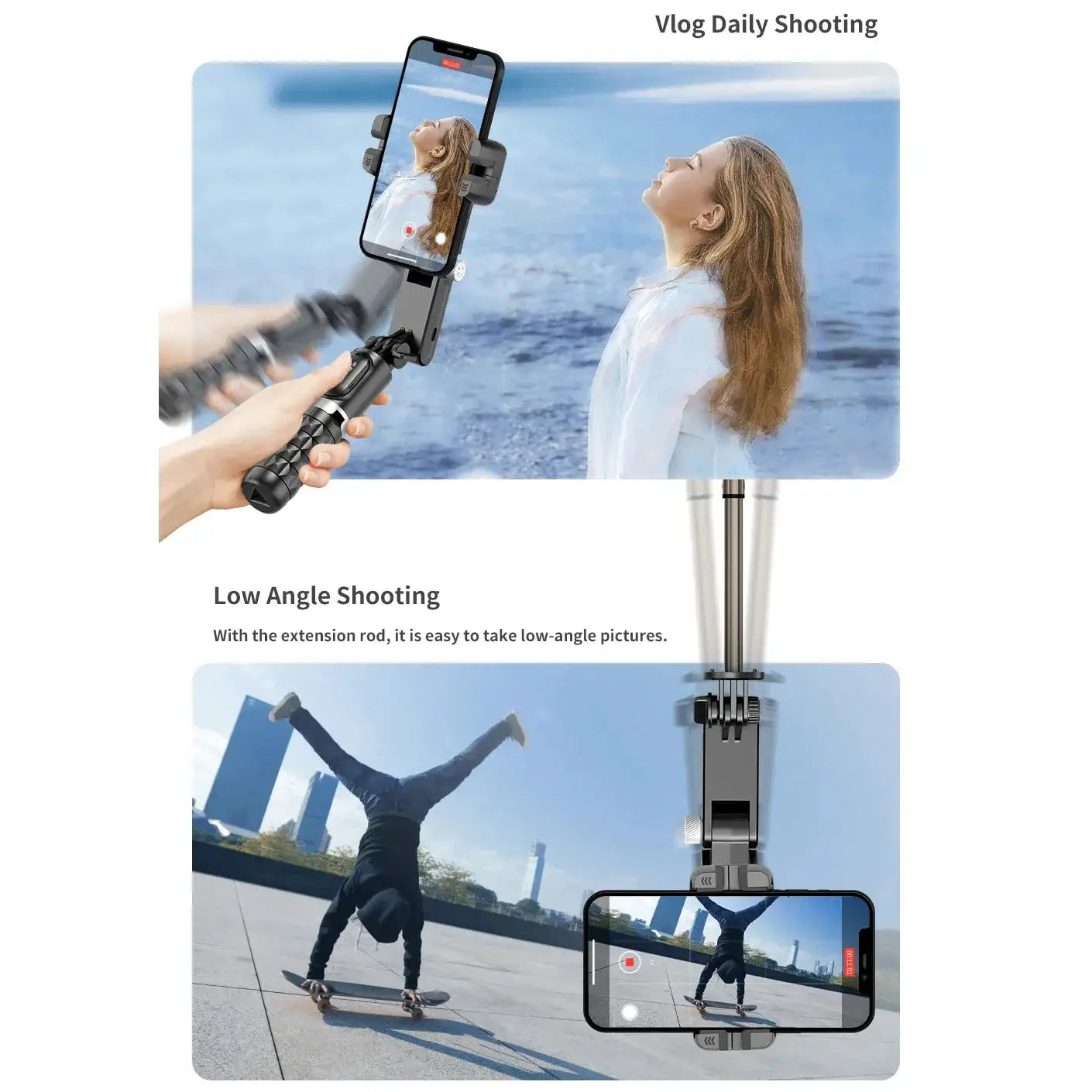 Gimbal Stabilizer Selfie Stick With Tripod LED Light