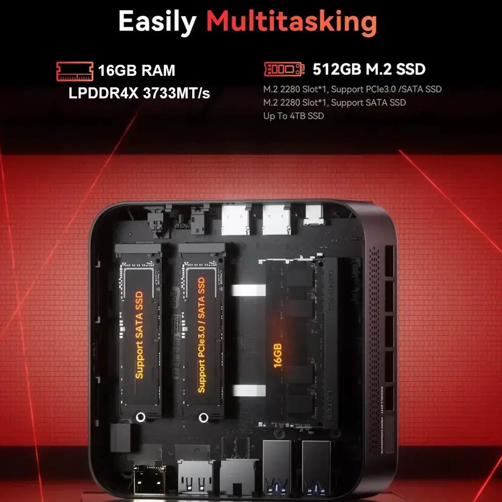 KAMRUI Mini PC AMD R7 7730U 16GB LPDDR4X 512GB M.2 SSD Triple 4K Desktop Computer Small PC WiFi6 Win11Pro for Home Office Gaming
