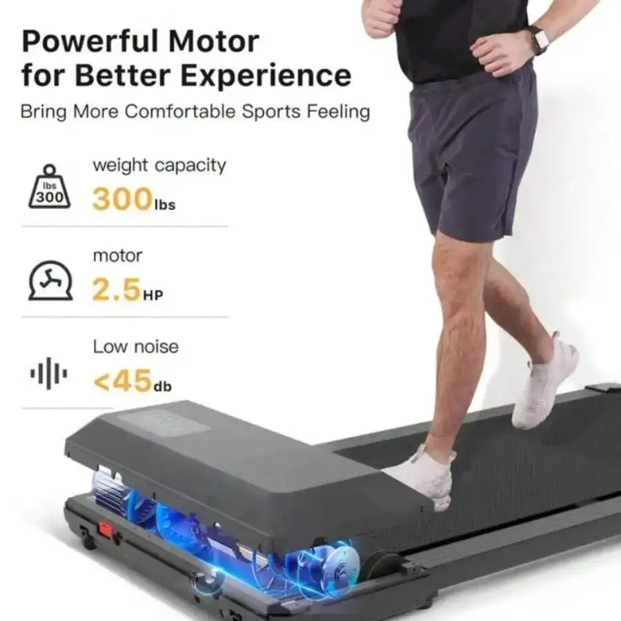 300lbs Treadmill For Home/Office 2.5HP Treadmills Walking Pad LCD Screen Display Remote Control 2in1 Walking Running Fitness Exercise Machine
