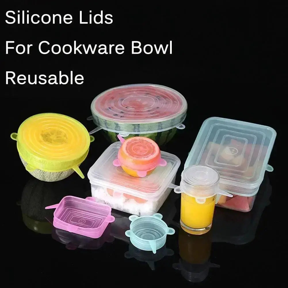 Six Pack Universal Silicone Food Lids Stretchable Covers