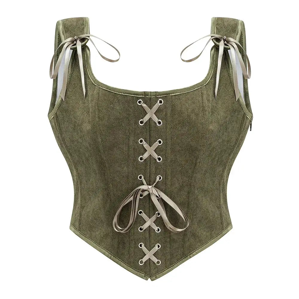 Vintage Gothic Lace Up Corset Tank Top For Women Elegant