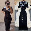 YuooMuoo Brand Summer Knit Dresses Women Y2K Embroidery Bodycon Sweater Fashion