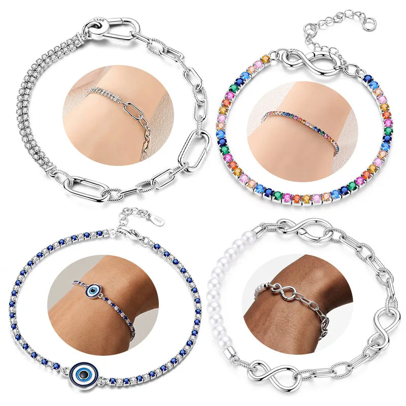 S Sterling Silver Bracelet Zirconia