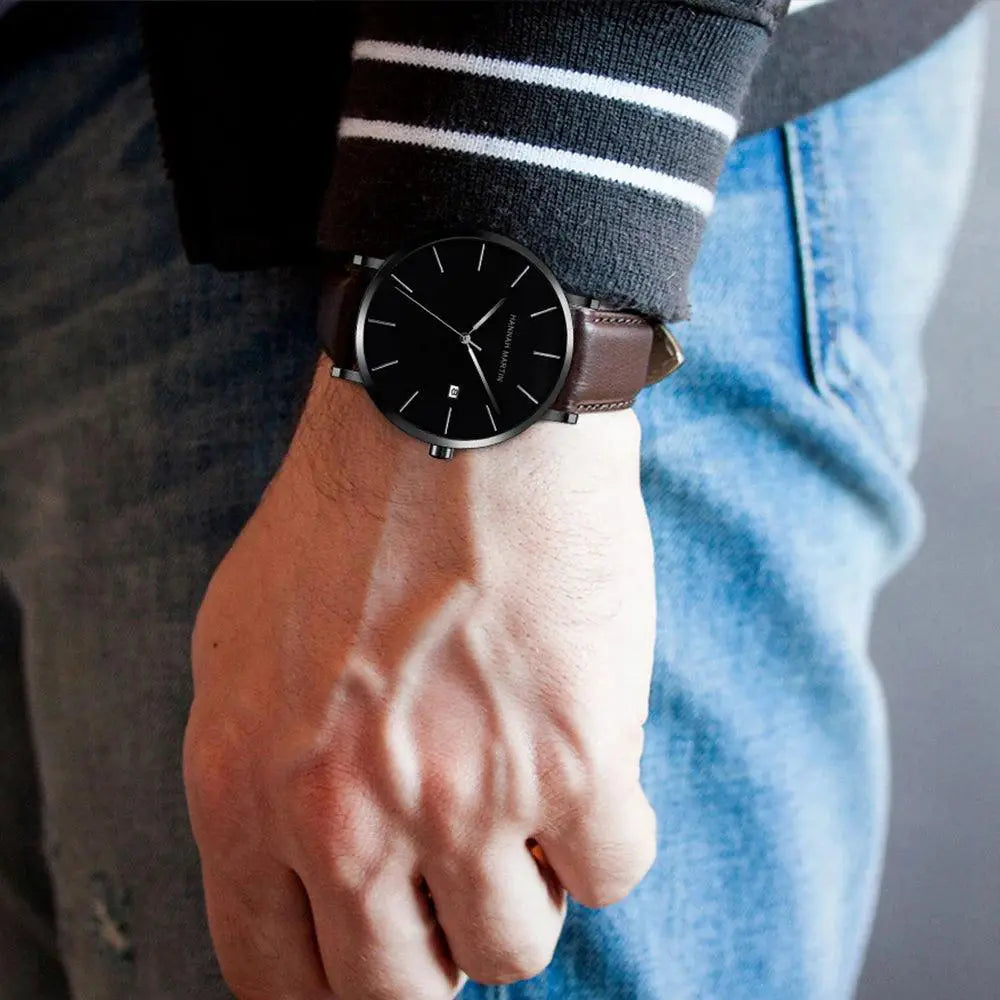 Hannah Martin Dark Blue Leather Watch Japanese Movement