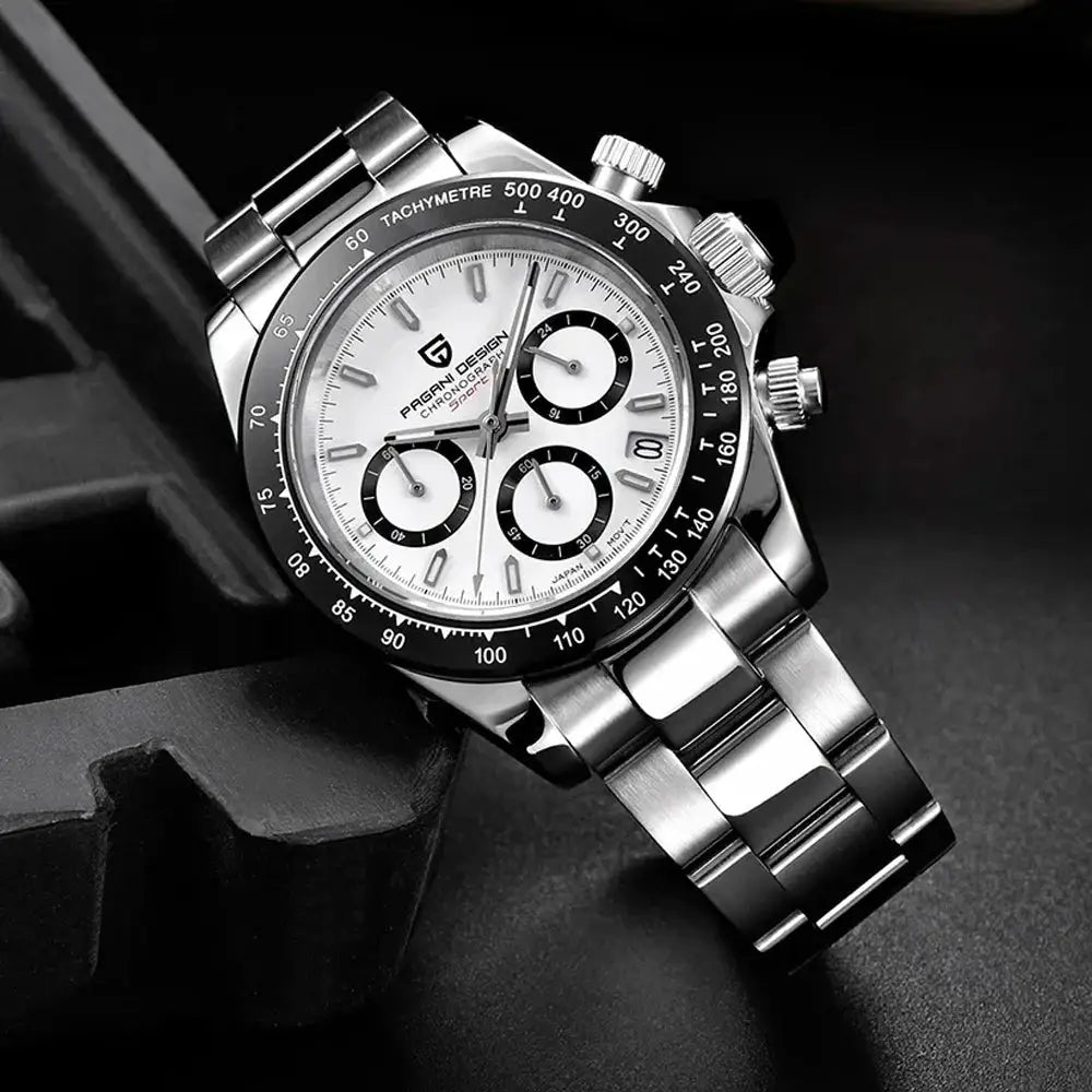 PAGANI DESIGN PD1644 Men's VK63 Quartz Chronograph Watch Sapphire Glass Stainless Steel 100M Waterproof Sport Wristwatch