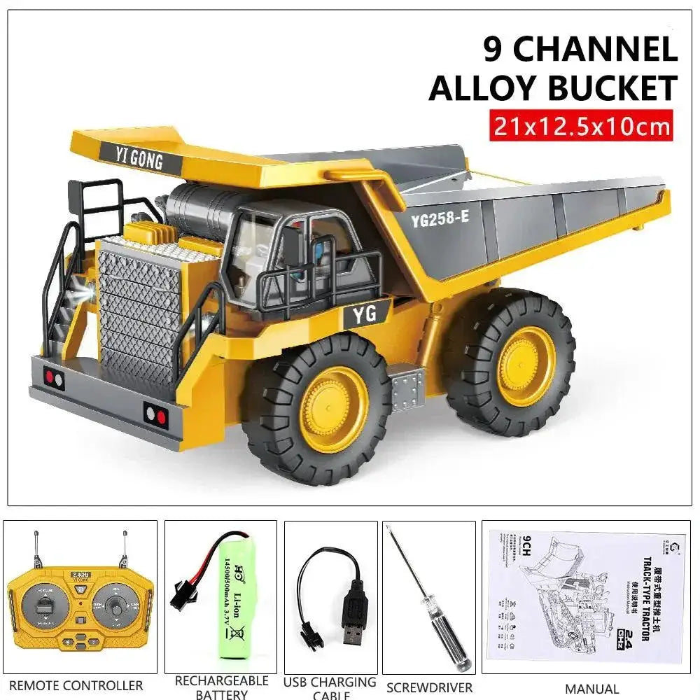Remote Control Excavator and Dumper Truck Engaging RC Toy