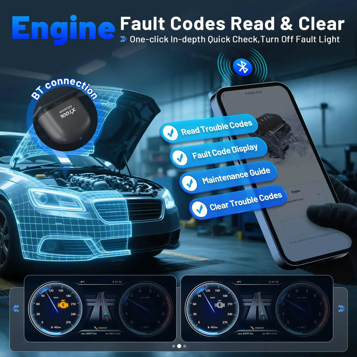 XTOOL AD20PRO Code Reader IOS Android OBD2 Scanner Oil Reset AD20pro Car Diagnostic Check Engine Light Battery Test Free Update