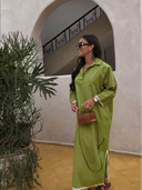 Elegant Green Lapel Dress Chic Embroidery Stylish Split Design