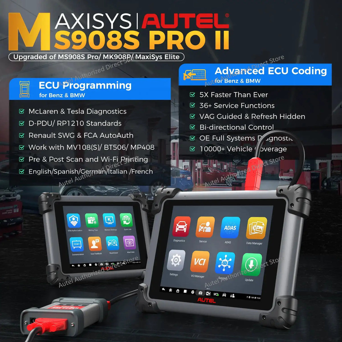 Autel MaxiSys MS908S Pro II Diagnostic Scan Tool ECU Online Programming , Full Diagnosis, 36+ Reset, Bi-Directional OBD2 Scanner