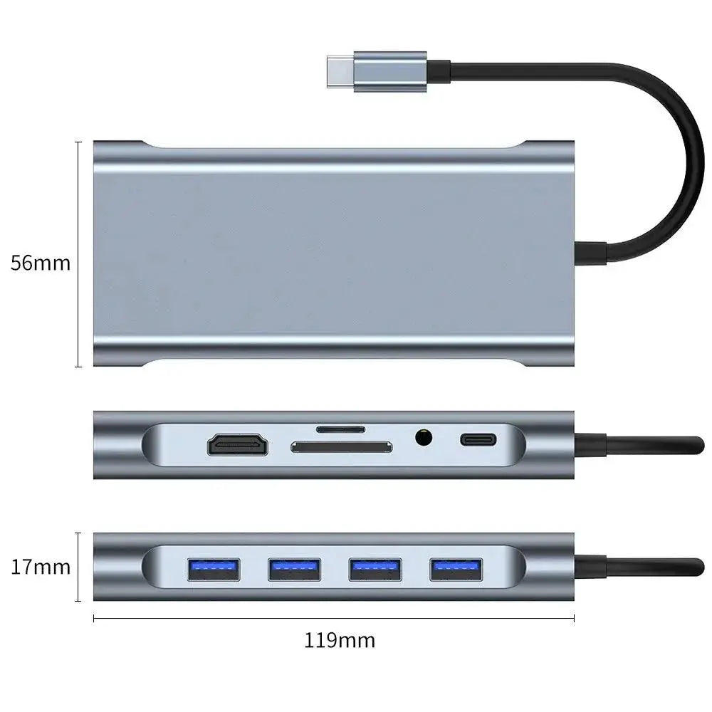 USB C Hub 11 in 1 Type C To 4K HDMI Adapter for Laptop