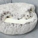 Calming Round Pet Bed House with Self-Warming Plush Design