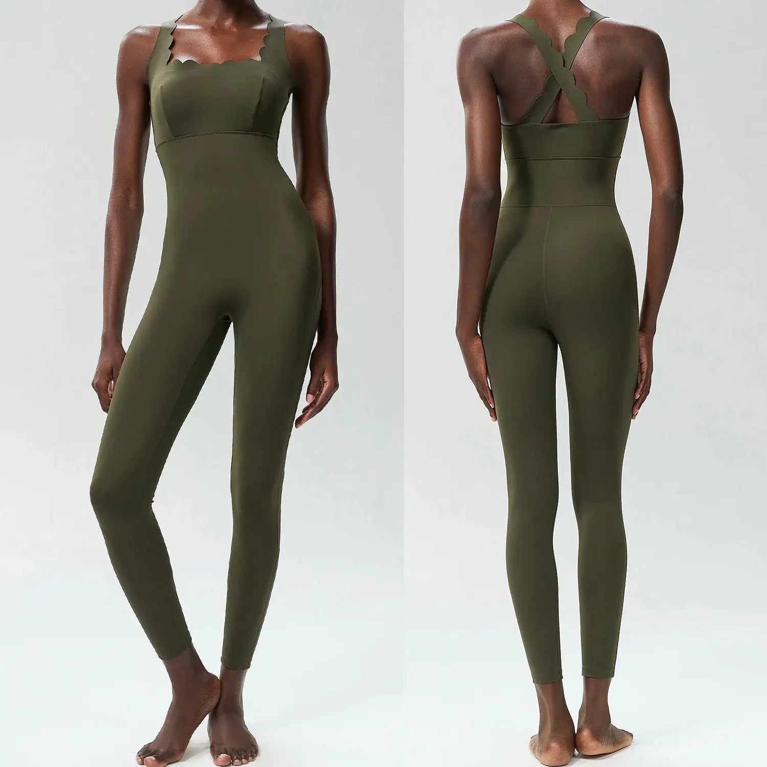 FUBEIKE Small Wave Beauty Back Yoga Fitness One-Piece Women's Plus Size Tight Super Stretch Sportswear Running Vest Jumpsuit