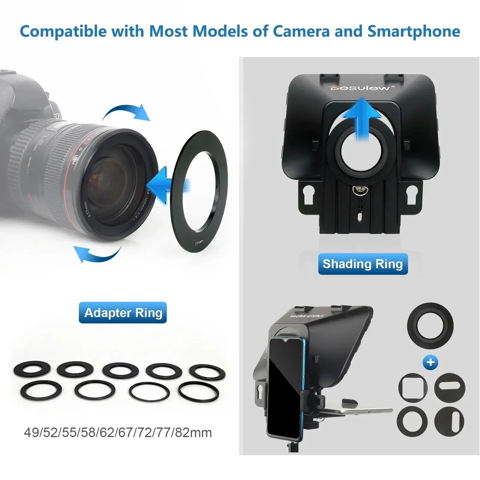 Desview T3 Teleprompter for Smartphone Tablet DSLR Video