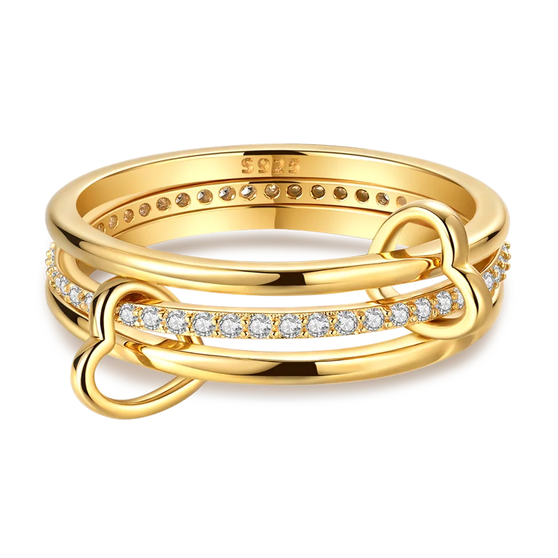 Sterling Silver Golden Ring Sparking