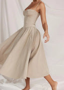 New Fashion Sexy Backless One Cut Collar Strap Dress