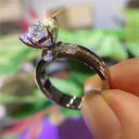 Two Tone Flower Zircon Ring