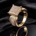 Gold Square Zircon HipHop Ring