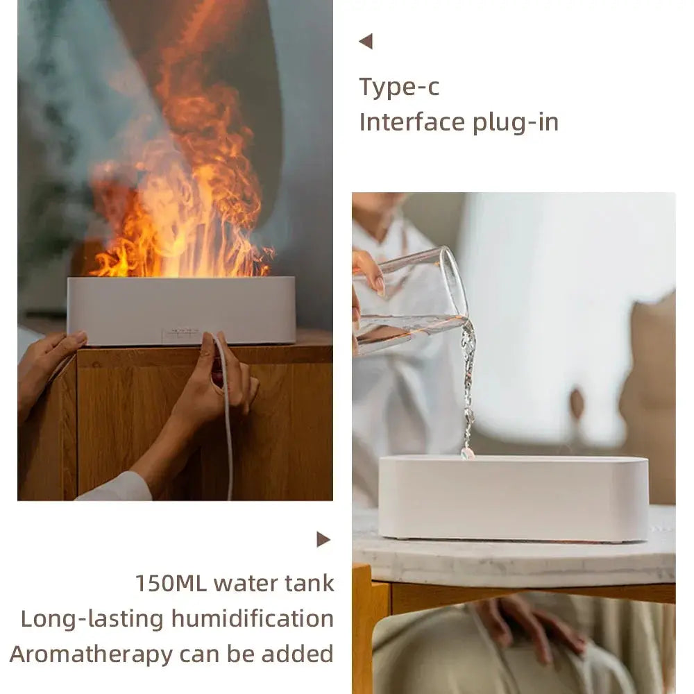 Ultrasonic Essential Oil Diffuser With Flame Night Light