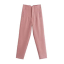 Vintage High Waist Zipper Pencil Pants Classic Women's Trousers