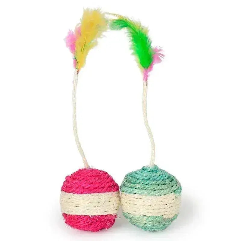 Cat Scratch Ball Feather Toy For Kittens Fun Training