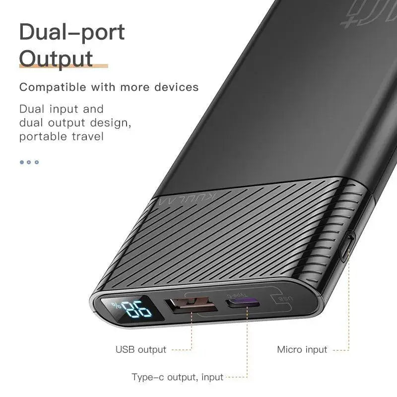 Portable Fast Charge Power Bank With Dual Ports Travel Ready