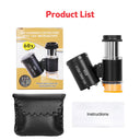 Mini Pocket Microscope Kit 60x Handheld LED Light Kids