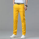 Four Season New Men's Yellow Jeans Fashion Business Casual