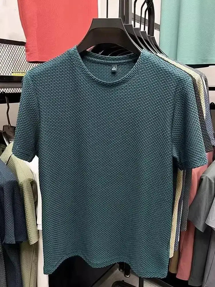Mens Short Sleeve Mesh Bamboo Ice Silk T Shirt Summer Top