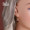 Sterling Silver Garnet Gemstone Earrings 925 Red Elegant Fine Jewelry Gift