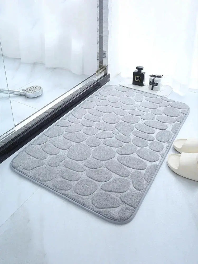 Embossed Pebble Bath Rug Non Slip Memory Foam Mat 24x17