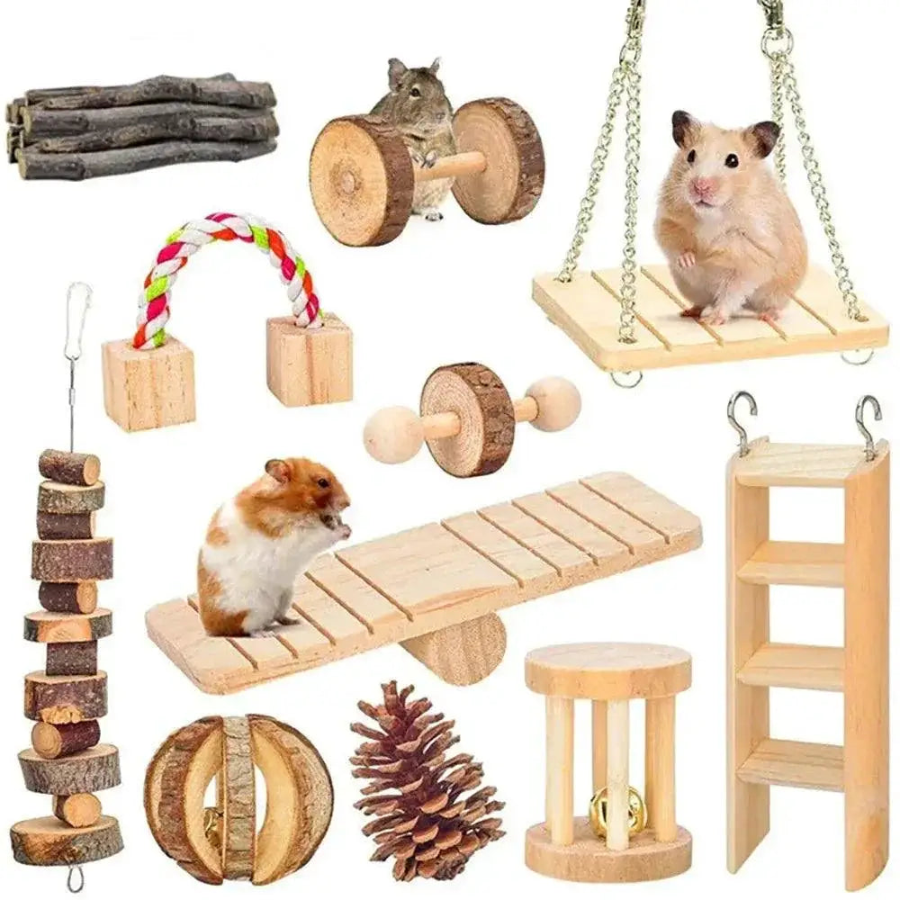 Cute Rabbit Roller Toys Natural Wooden Pine Chew Toys