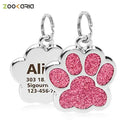 Customizable Glitter Paw Pet ID Tag for Dogs and Cats