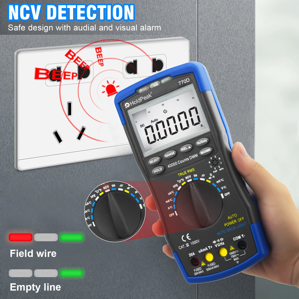 Digital Multimeter Auto Range TRMS DC AC Meters , Counts Tester — product view 5