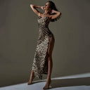 Backless Leopard Maxi Dress for Prom