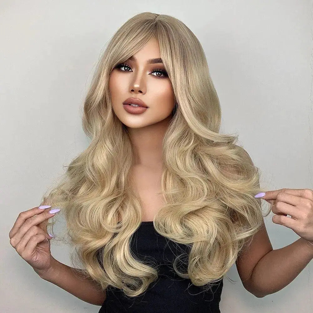Blonde Wavy Synthetic Hair Wig For Effortless Style Comfort