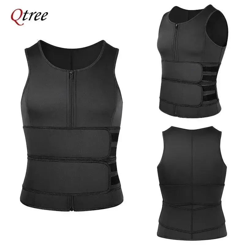 Mens Sauna Vest Waist Trainer With Double Belt Slimming
